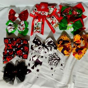 Assortment of 10 holiday hair bows
